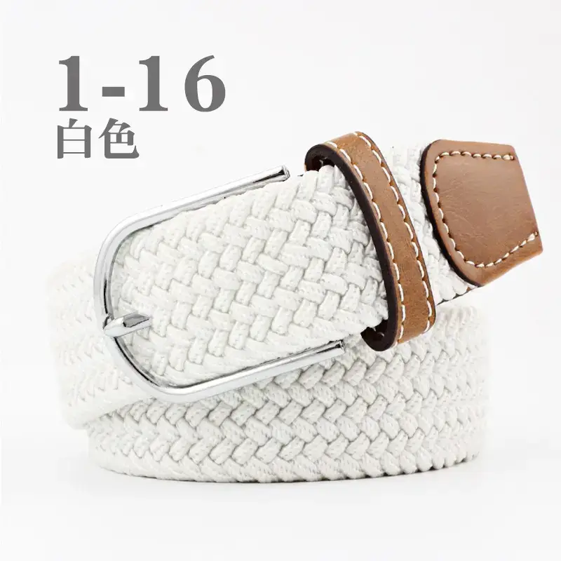 Women Blue White Braided Belt with Buckle - Image 2