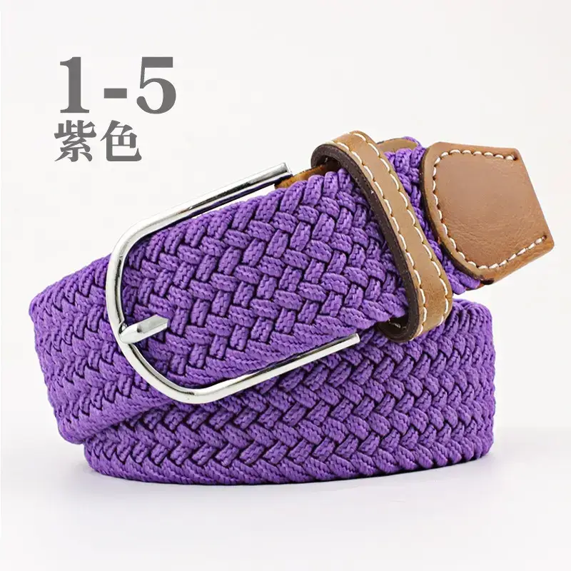 Women Blue White Braided Belt with Buckle - Image 3