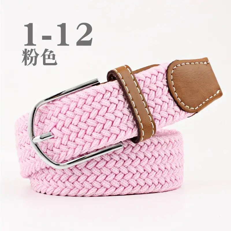 Women Blue White Braided Belt with Buckle - Image 4