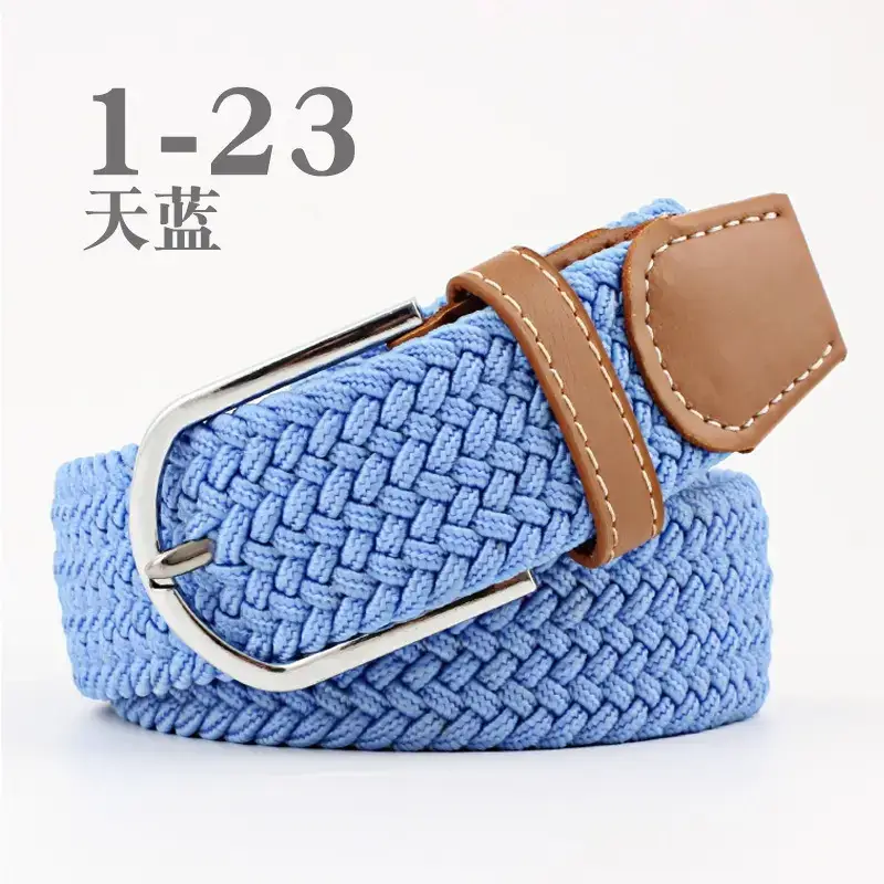 Women Blue White Braided Belt with Buckle - Image 9