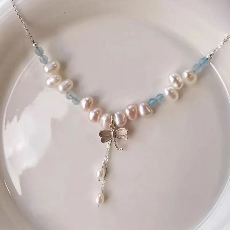 Korean Style Pearl Collarbone with Dragonfly Pendant — feature 1