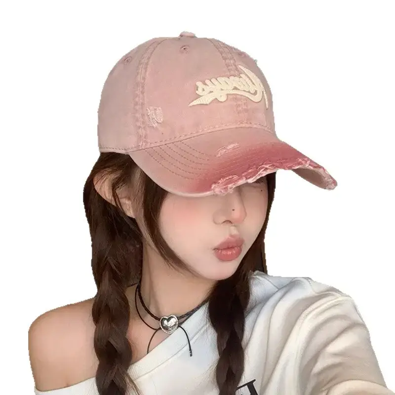 Pink American Retro Baseball Cap for Women Summer Wear