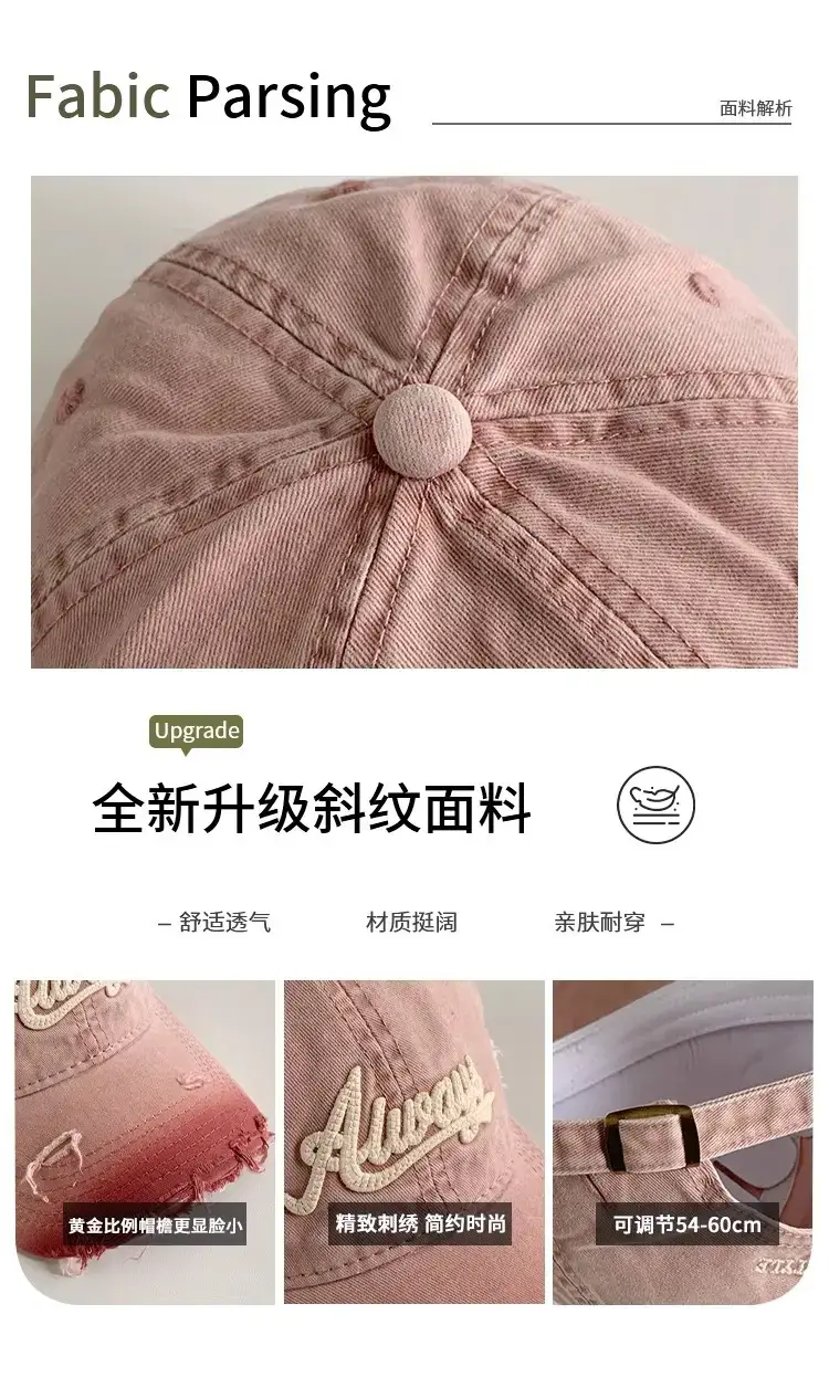 Pink American Retro Baseball Cap for Women Summer Wear — feature 5
