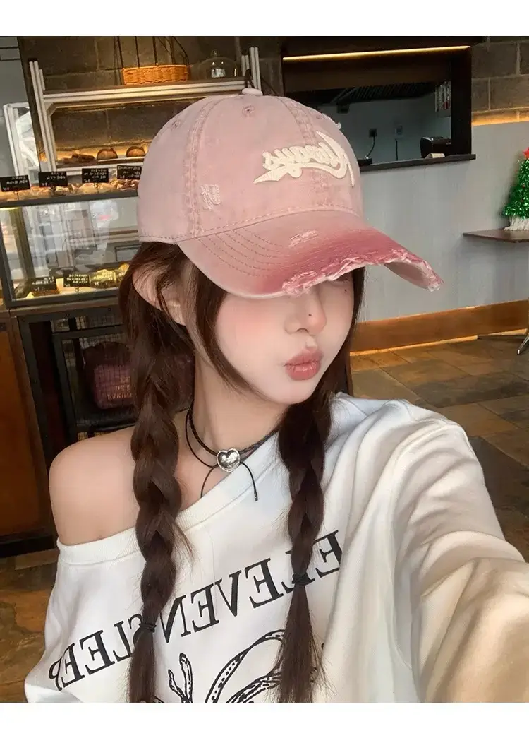 Pink American Retro Baseball Cap for Women Summer Wear — feature 7