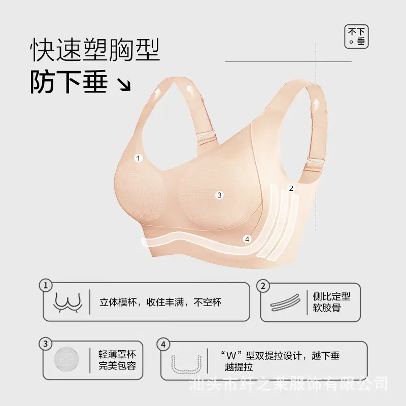 Big Breasts Appear Smaller, Large Cup Breathable Bra, Pull-Up Full Cup, No Steel Ring, Large Size Push-Up Anti-Sagging Adjustable Bra