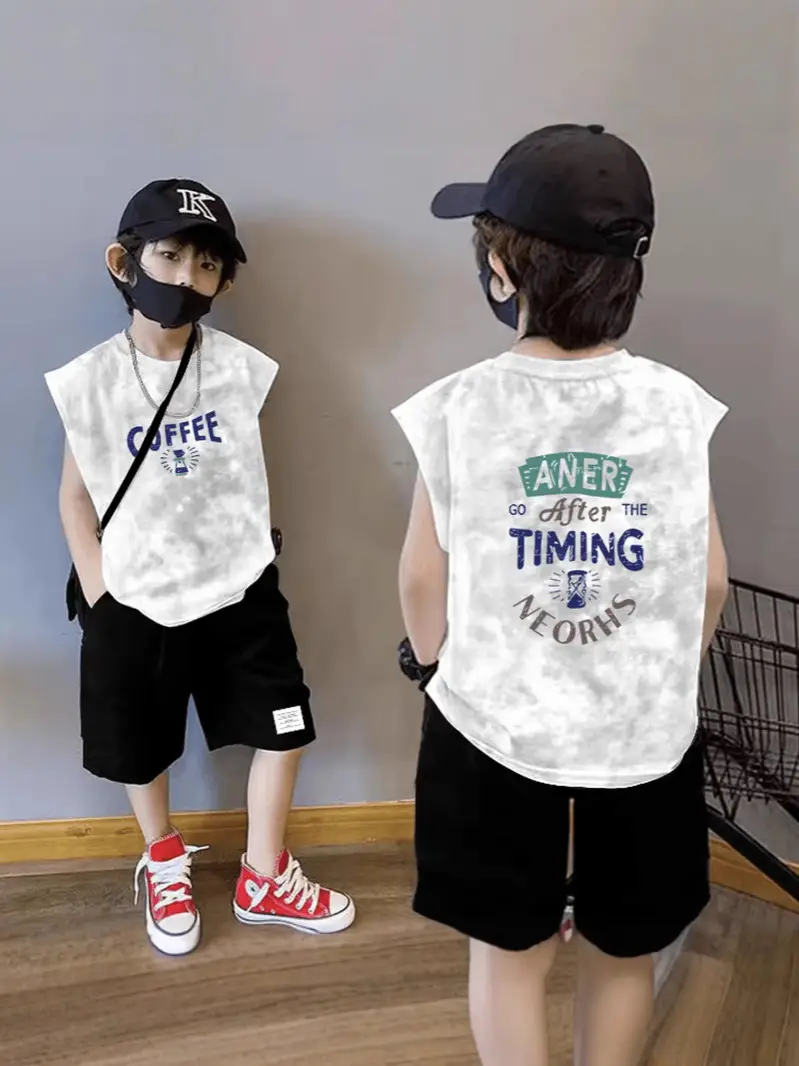 Boys Tie-Dye Vest Vest Set Cotton Summer Casual