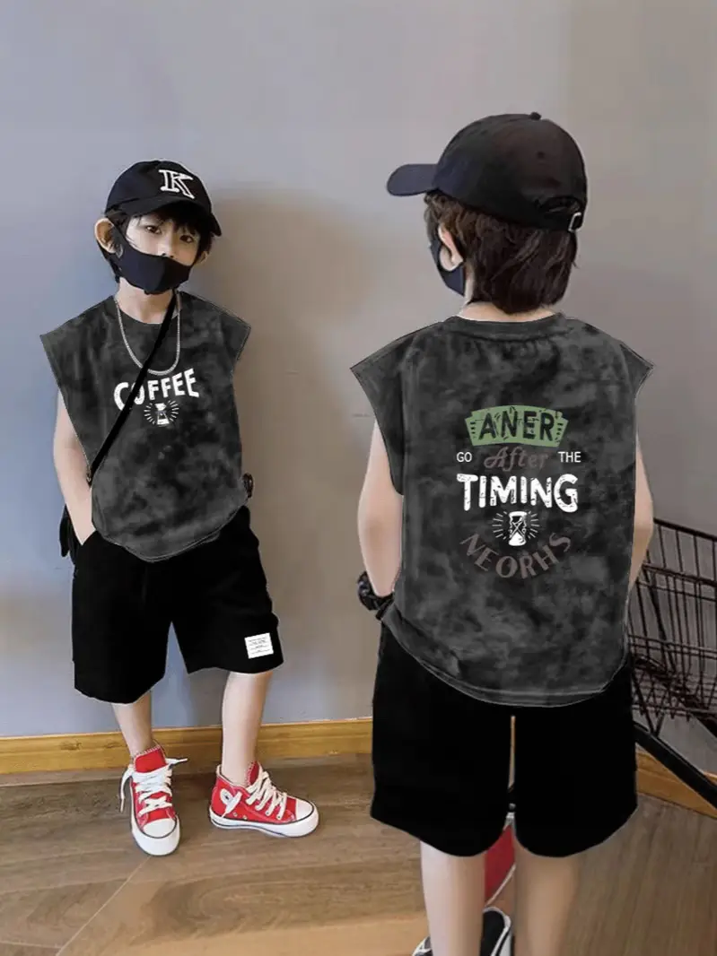 Boys Tie-Dye Vest Vest Set Cotton Summer Casual