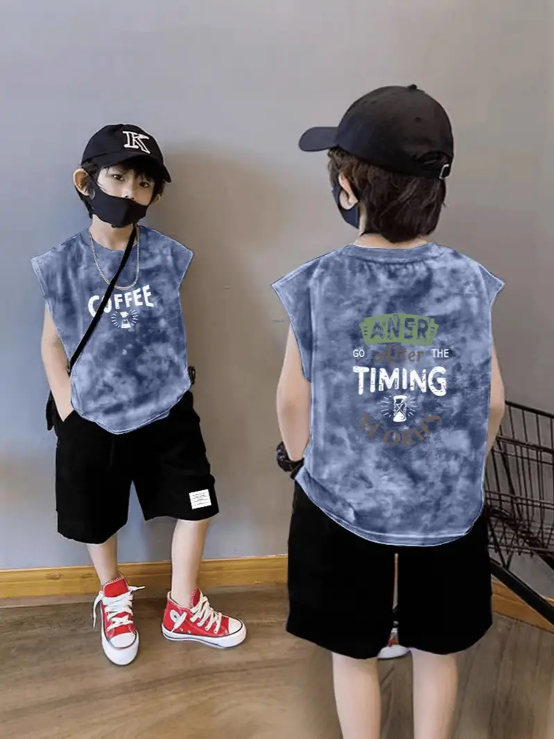 Boys Tie-Dye Vest Vest Set Cotton Summer Casual