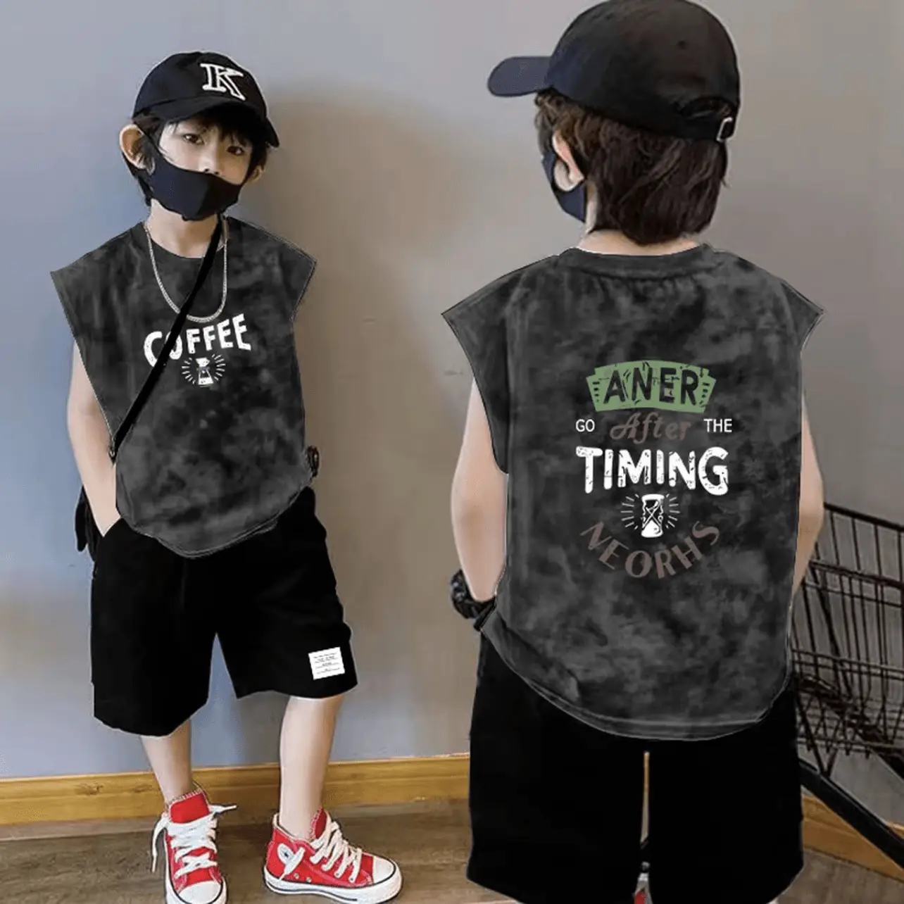 Boys Tie-Dye Vest Vest Set Cotton Summer Casual