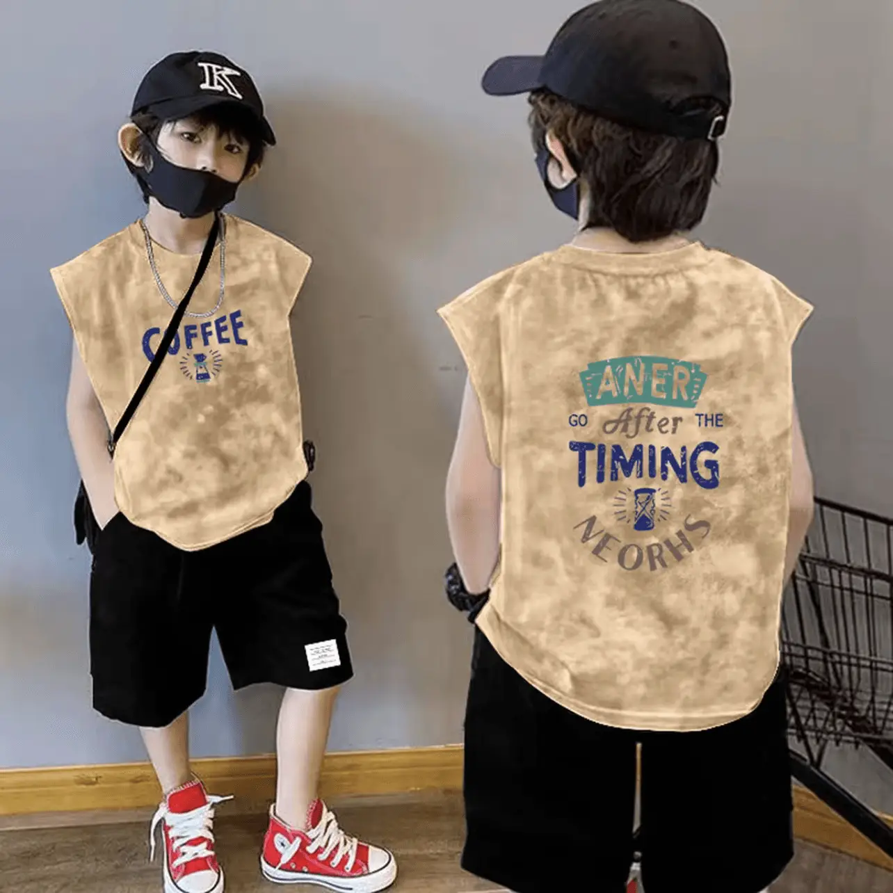 Boys Tie-Dye Vest Vest Set Cotton Summer Casual