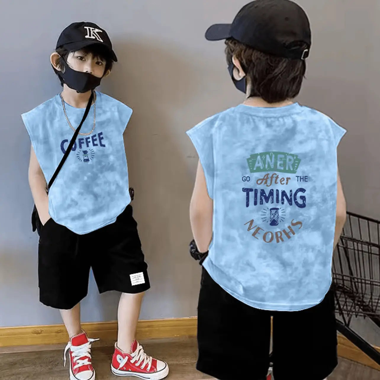 Boys Tie-Dye Vest Vest Set Cotton Summer Casual