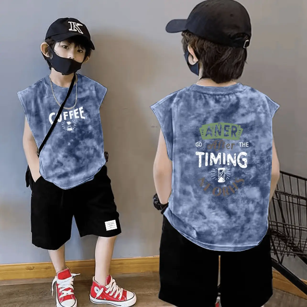 Boys Tie-Dye Vest Vest Set Cotton Summer Casual