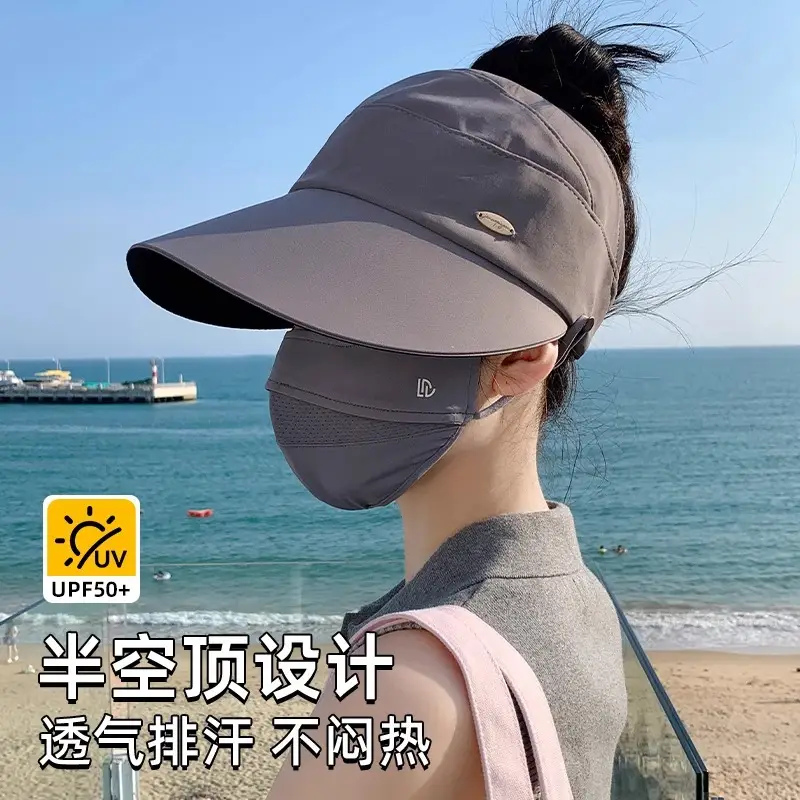 Women's 2025 Black UV Hat with Wide Brim & Open Top - Image 3