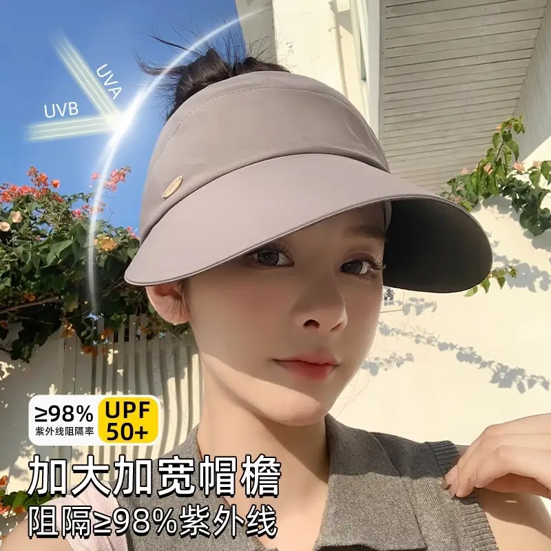 Women's 2025 Black UV Hat with Wide Brim & Open Top - Image 4