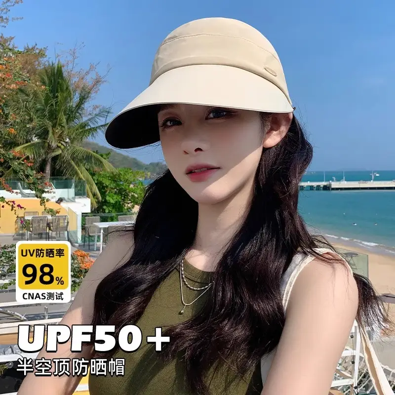 Women's 2025 Black UV Hat with Wide Brim & Open Top - Image 5
