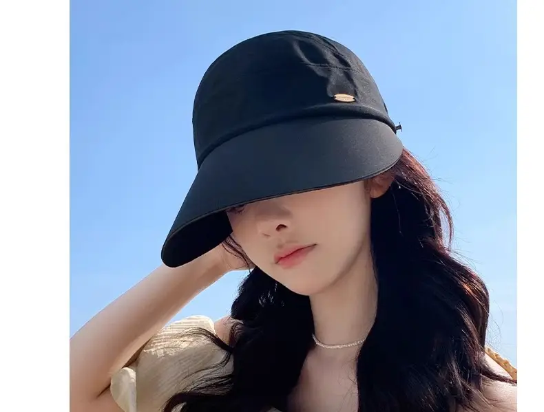 Women's 2025 Black UV Hat with Wide Brim & Open Top — feature 19