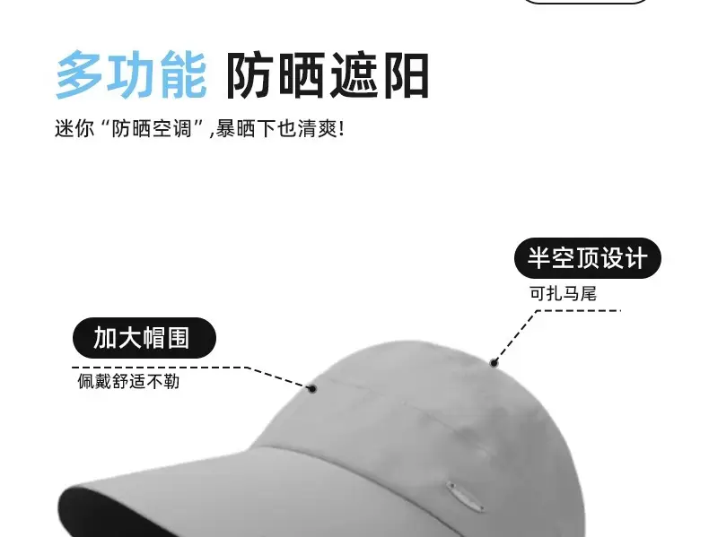Women's 2025 Black UV Hat with Wide Brim & Open Top — feature 4