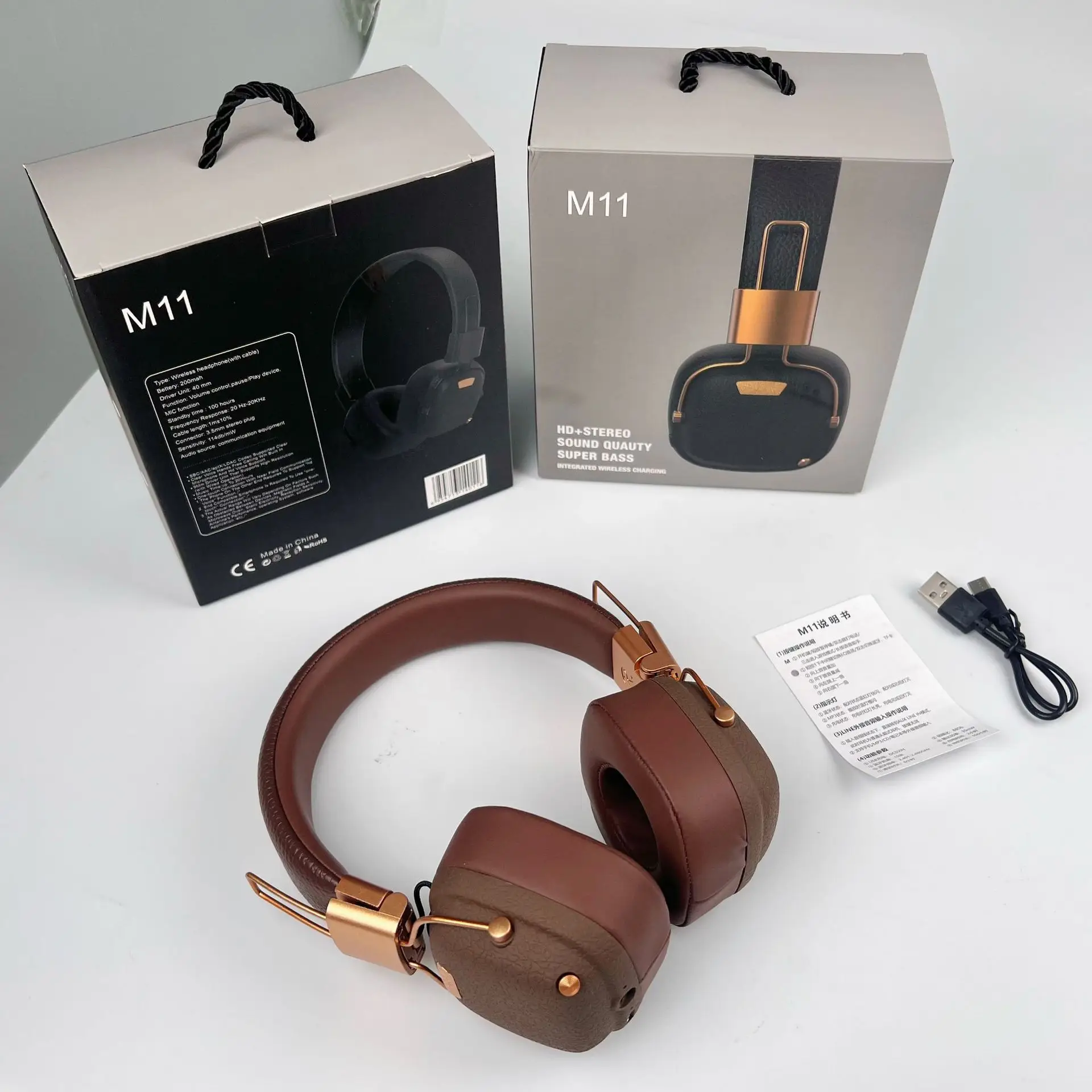 2025 New M11 Retro Bluetooth Headset Multi-Equivalent Wireless Music Fashion Wear