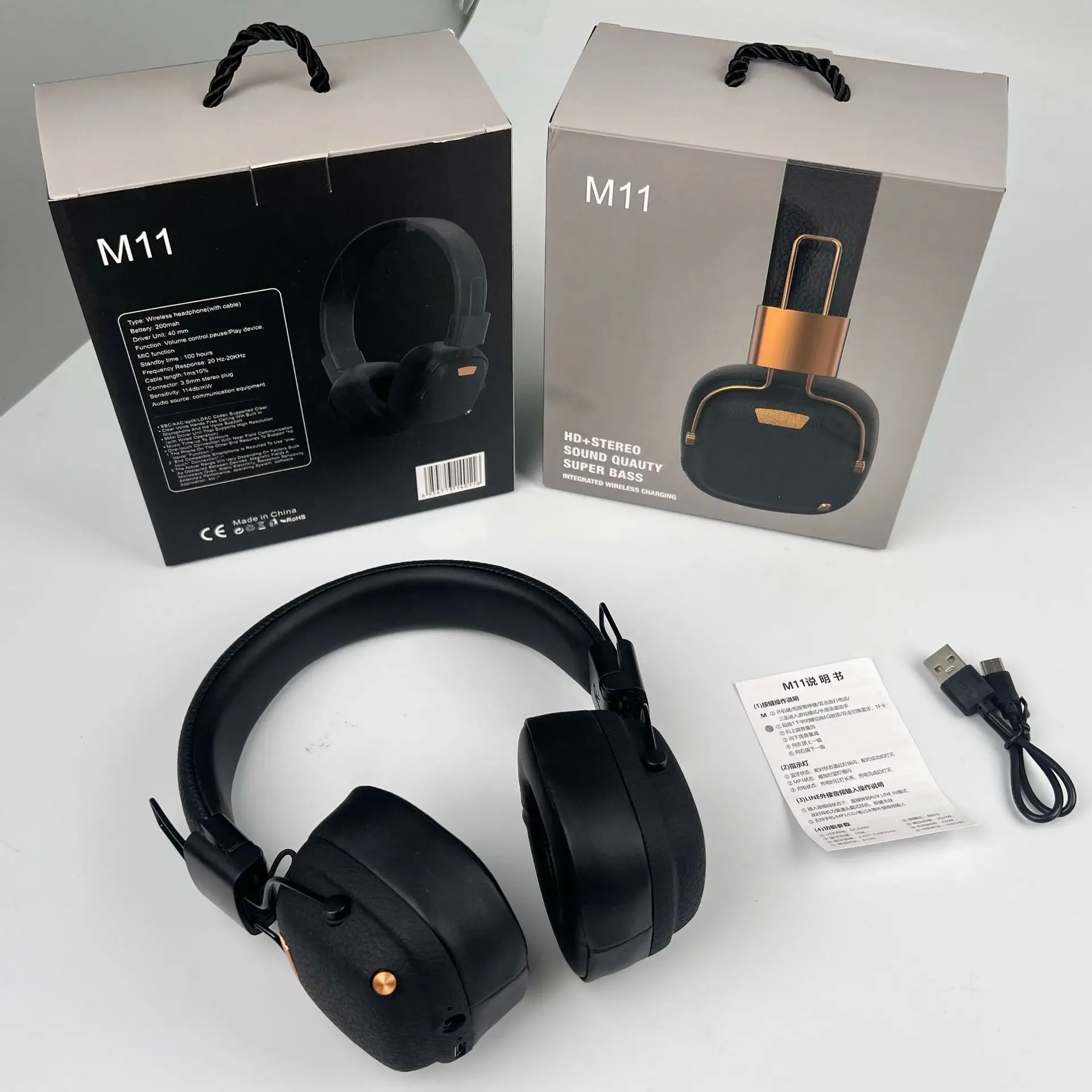 2025 New M11 Retro Bluetooth Headset Multi-Equivalent Wireless Music Fashion Wear - Image 2