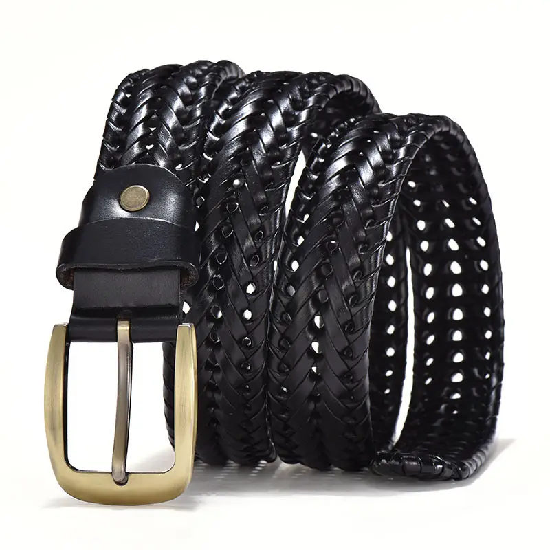 Men's Brown Leather Belt with Gold Buckle 2.6cm - Image 14