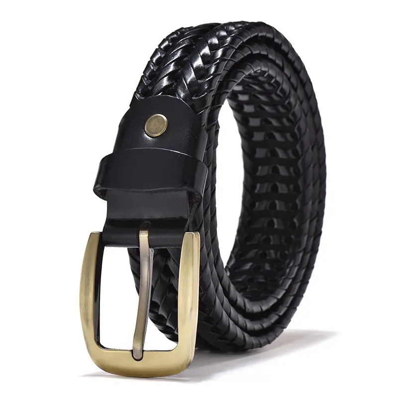 Men's Brown Leather Belt with Gold Buckle 2.6cm - Image 5