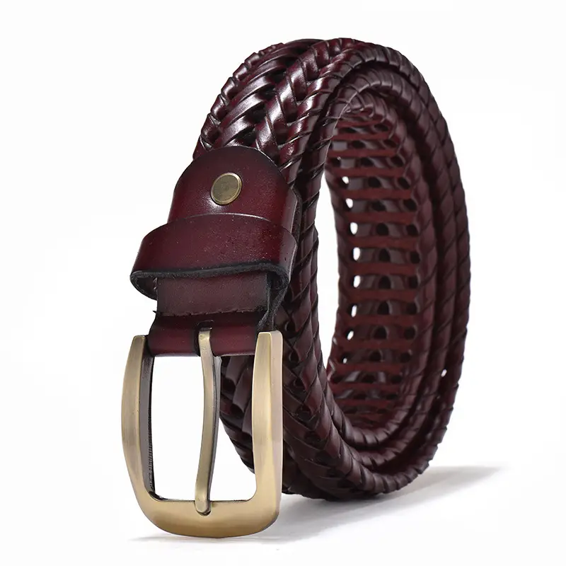 Men's Brown Leather Belt with Gold Buckle 2.6cm - Image 6
