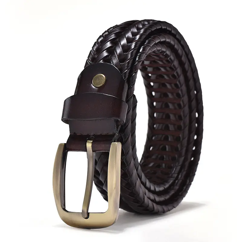 Men's Brown Leather Belt with Gold Buckle 2.6cm - Image 7