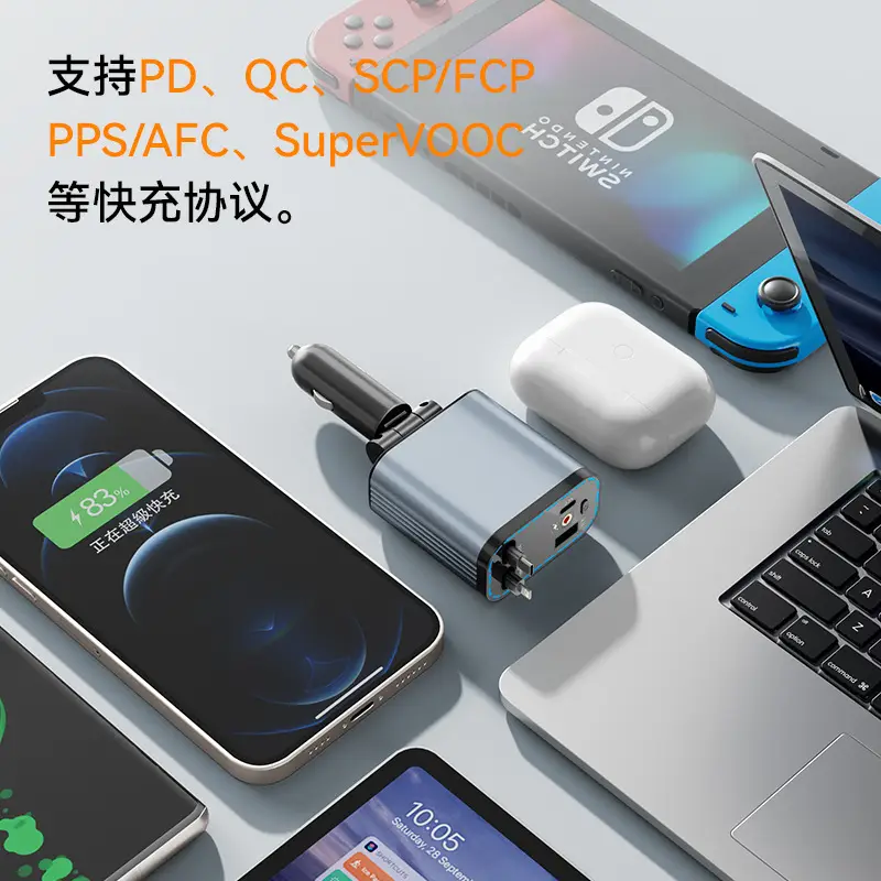 Car Charger with Cable Retractable Super Fast Charging - Image 3