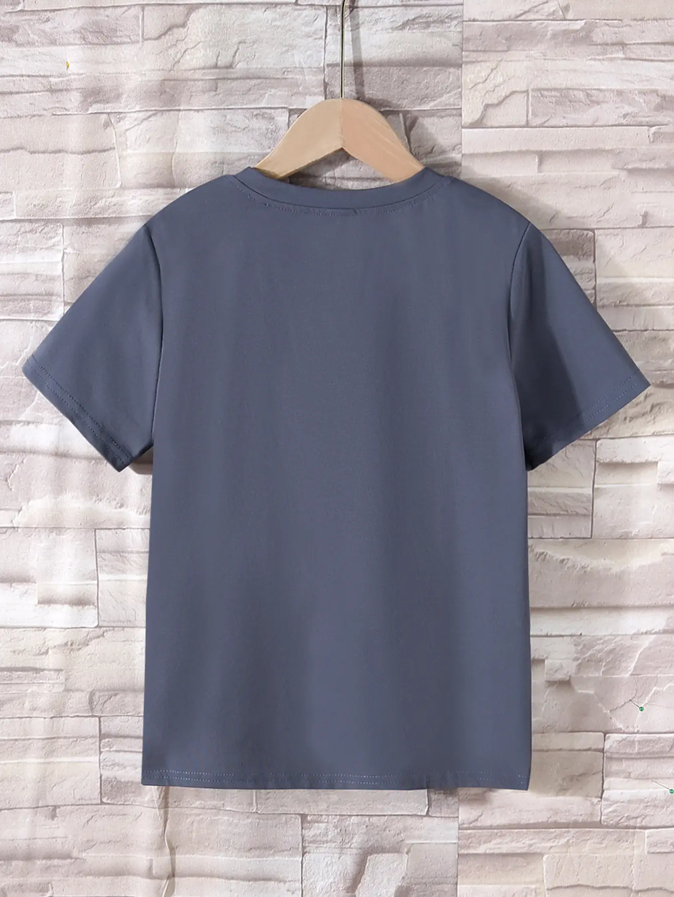 Summer New Boys Three-Dimensional Letter Short-Sleeve T-Shirt Grey - Image 2