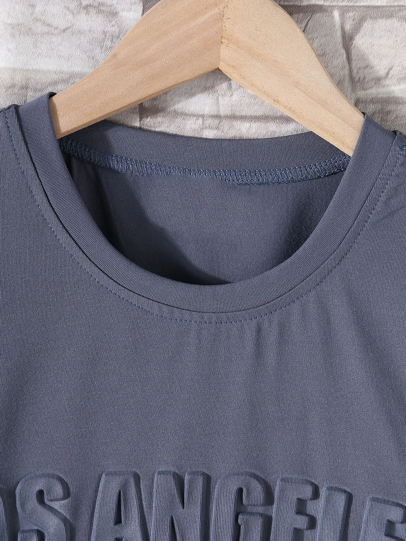 Summer New Boys Three-Dimensional Letter Short-Sleeve T-Shirt Grey - Image 3
