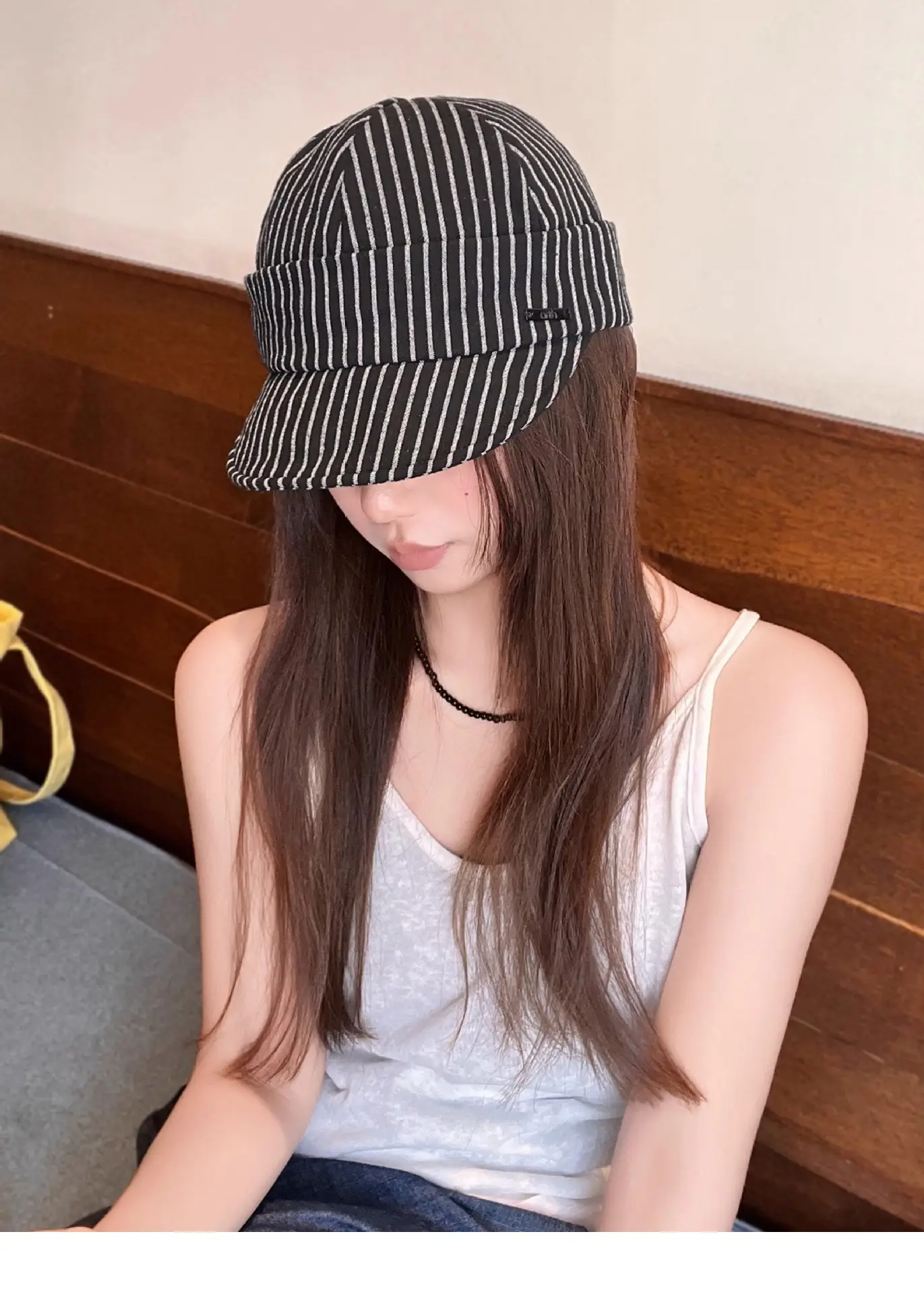 Japanese Retro Striped Duckbill Cap for Women — feature 10