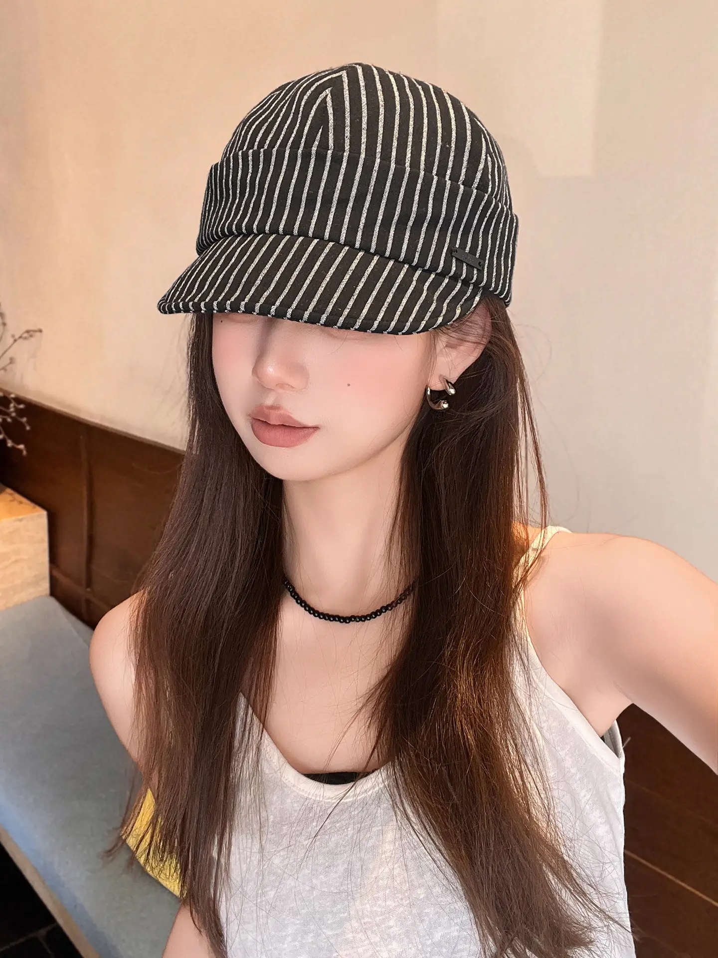 Japanese Retro Striped Duckbill Cap for Women — feature 11