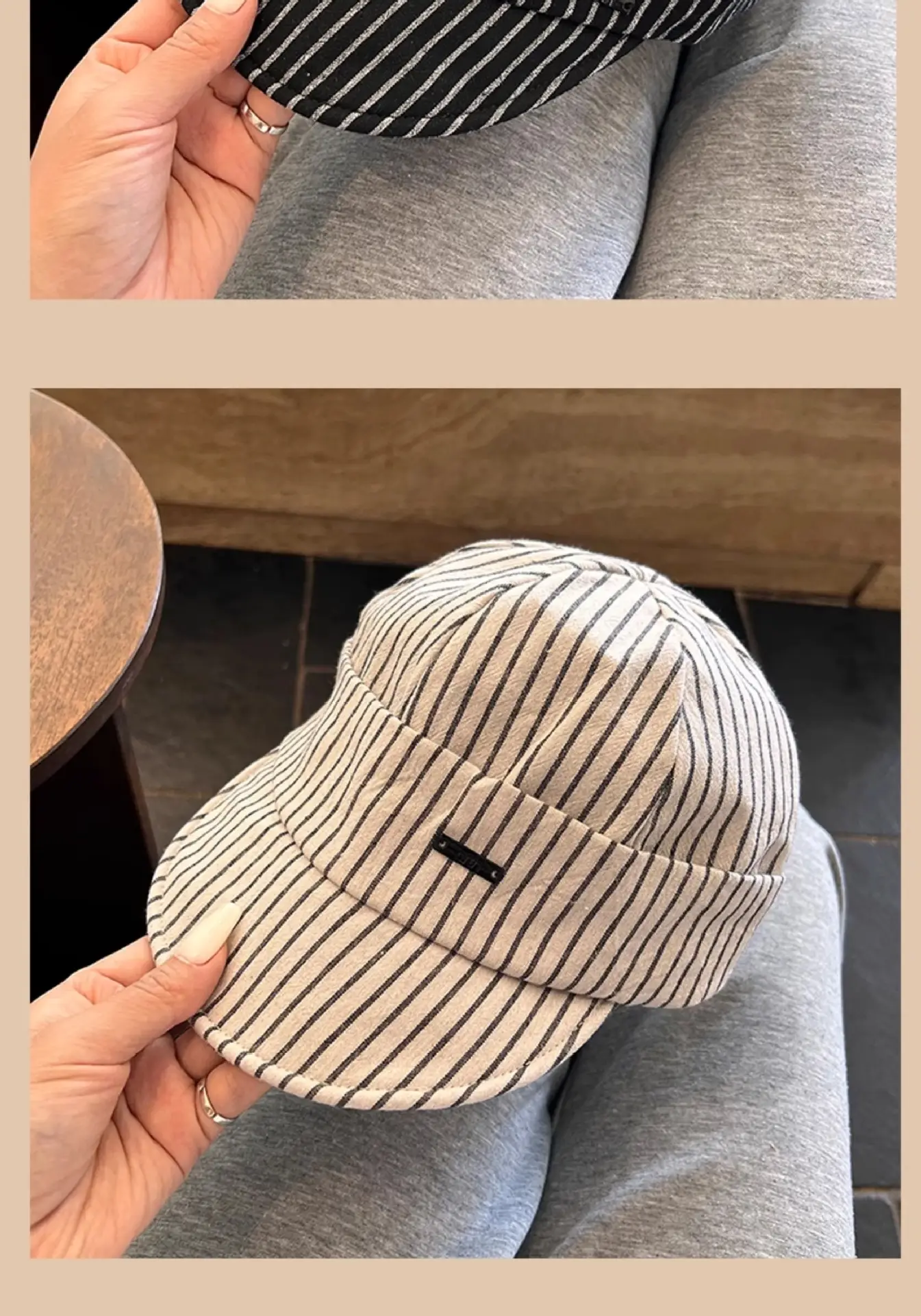 Japanese Retro Striped Duckbill Cap for Women — feature 15