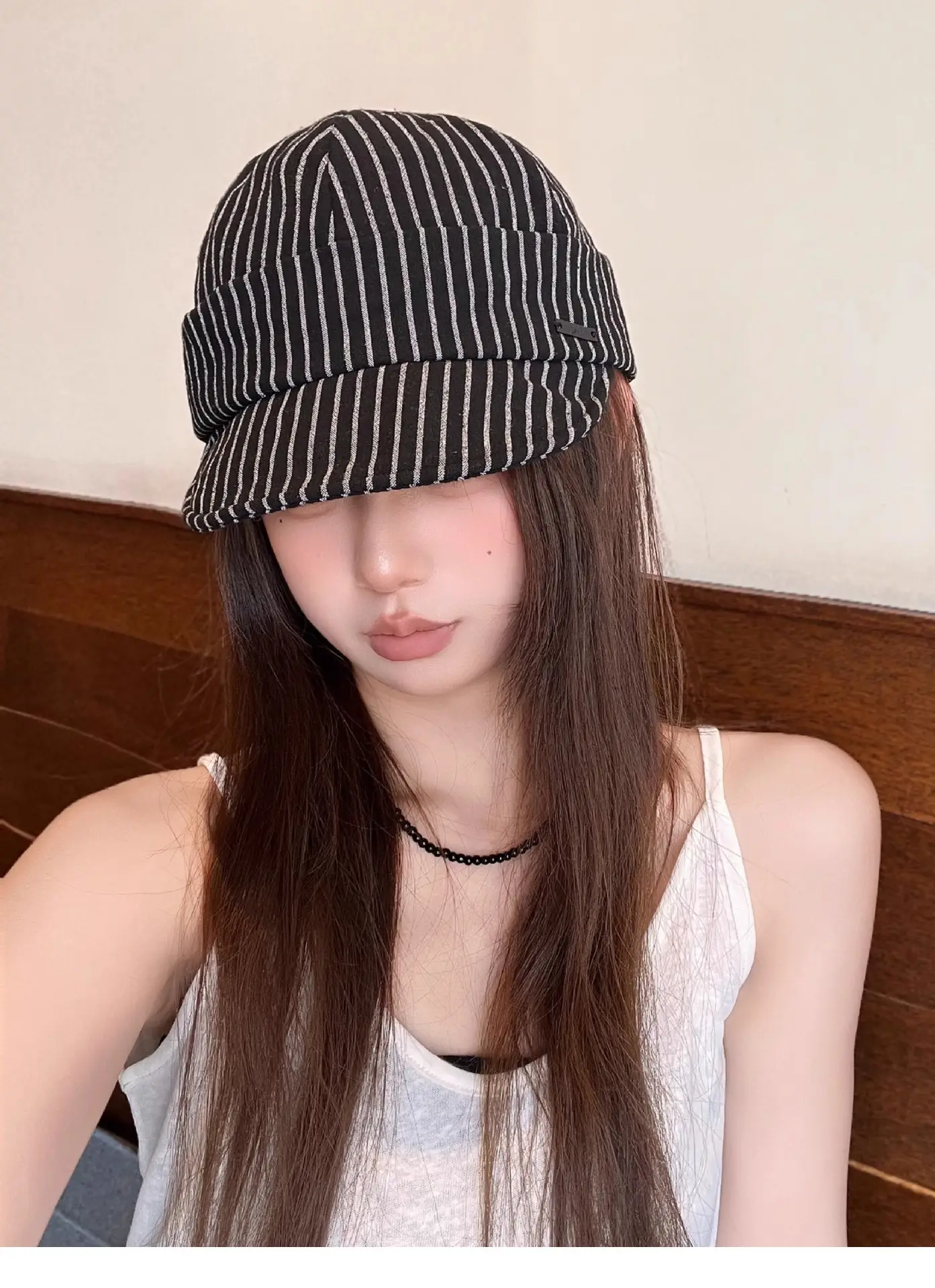 Japanese Retro Striped Duckbill Cap for Women — feature 9