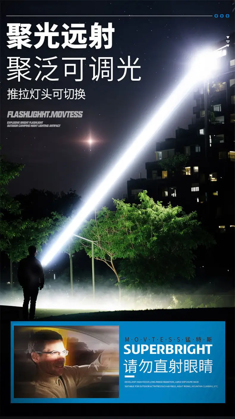 Ultra-Bright Rechargeable Flashlight 67G Portable Laser Cannon — feature 3