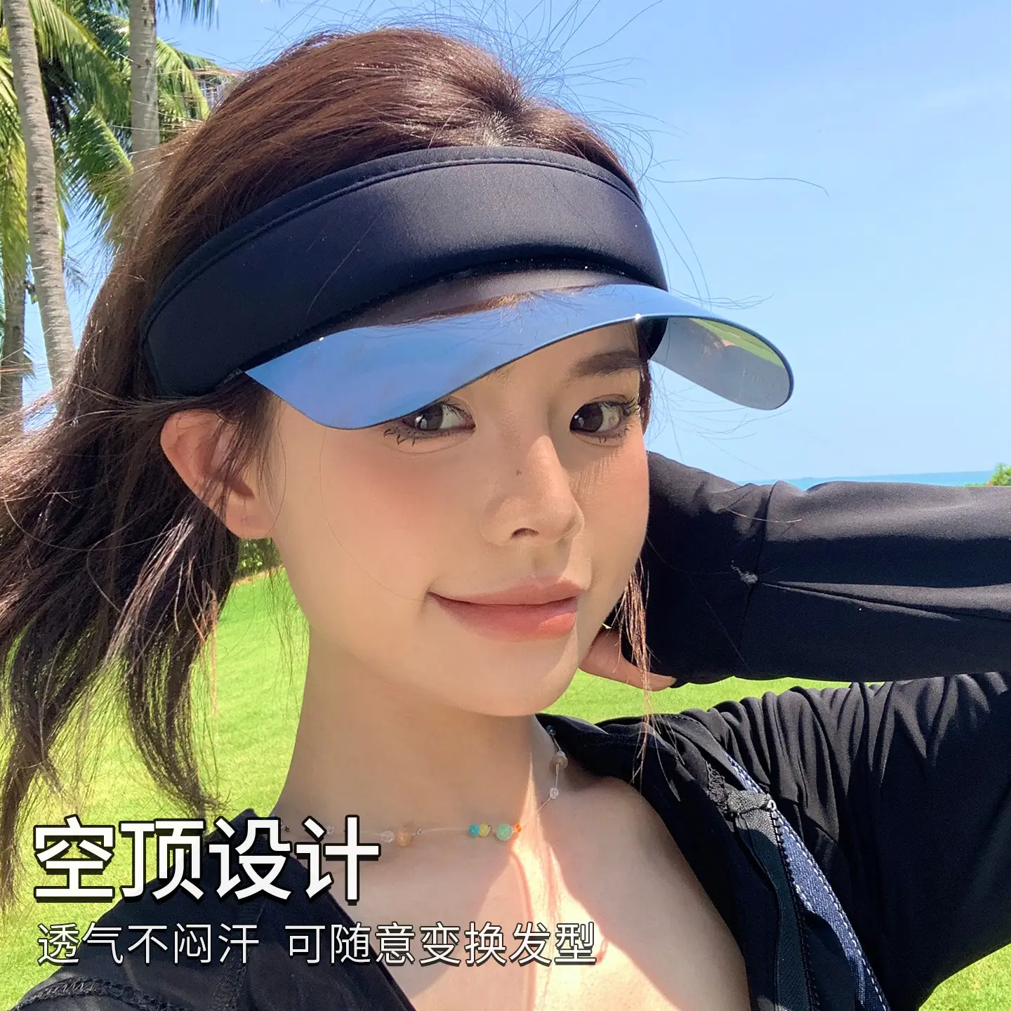 Women's UV400 Sun Visor Hat White - Image 8