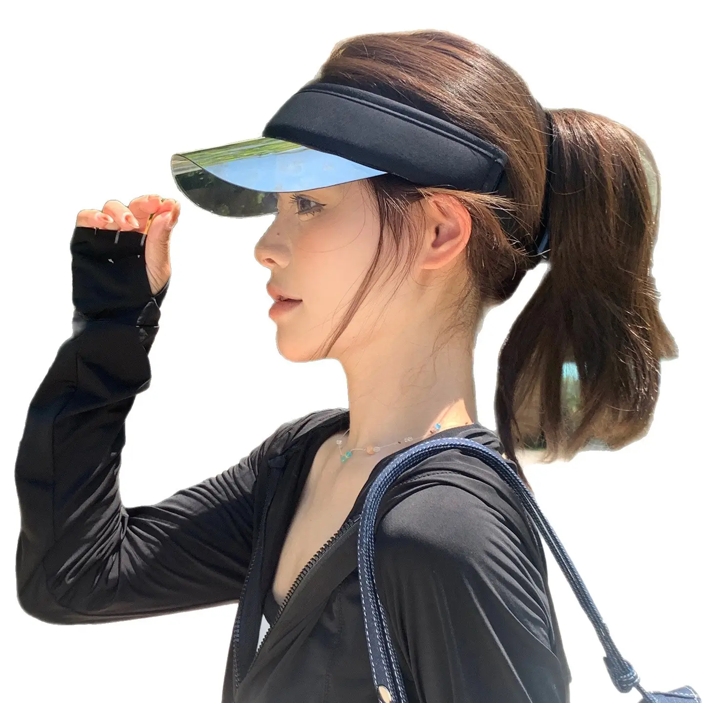 Women's UV400 Sun Visor Hat White - Image 9