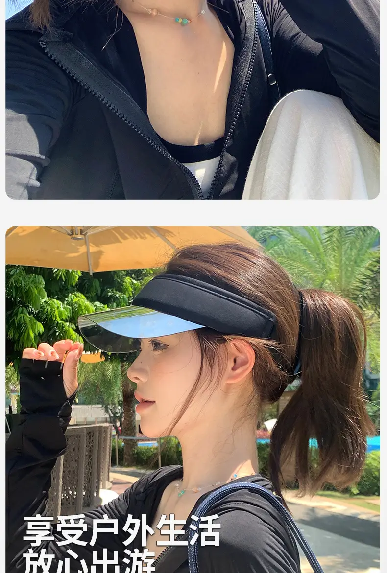 Women's UV400 Sun Visor Hat White — feature 8