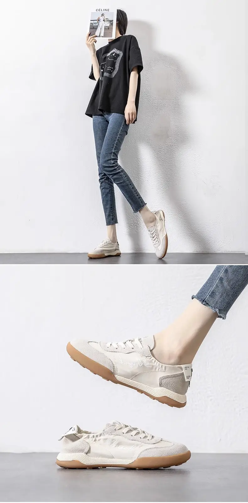 Retro Gat-Style Women's Sneakers 2026 New Summer Soft-Soled Casual Sports Shoes Flat Versatile White Shoes — feature 4