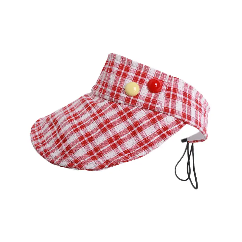 Japanese-Style Plaid Visor Hat for Women Summer Sunshade Cap