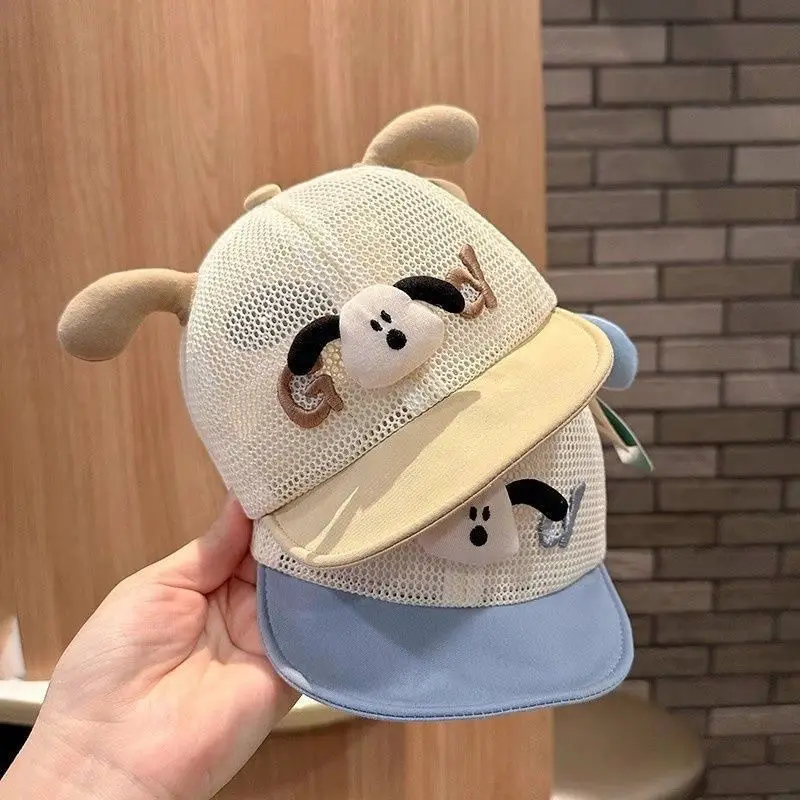 Cartoon Puppy Mesh Sun Hat for Kids Blue