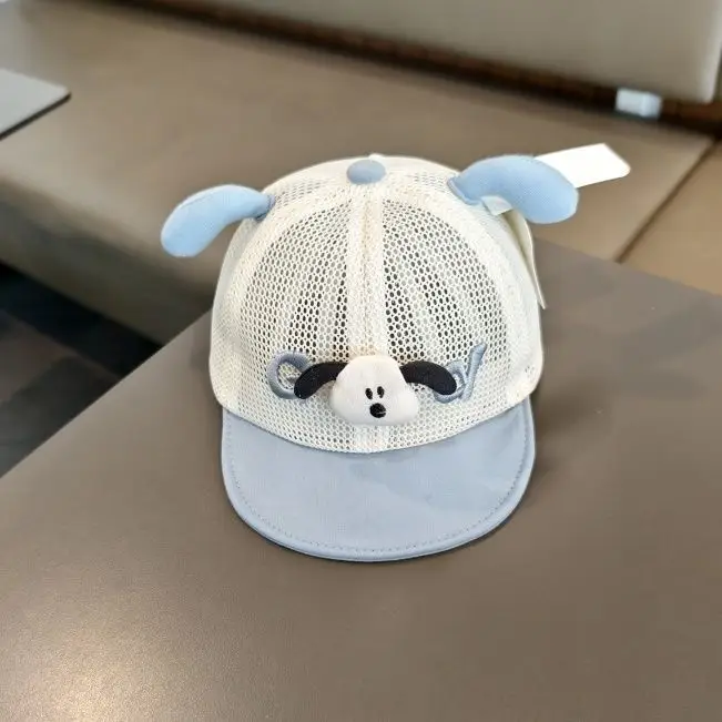 Cartoon Puppy Mesh Sun Hat for Kids Blue