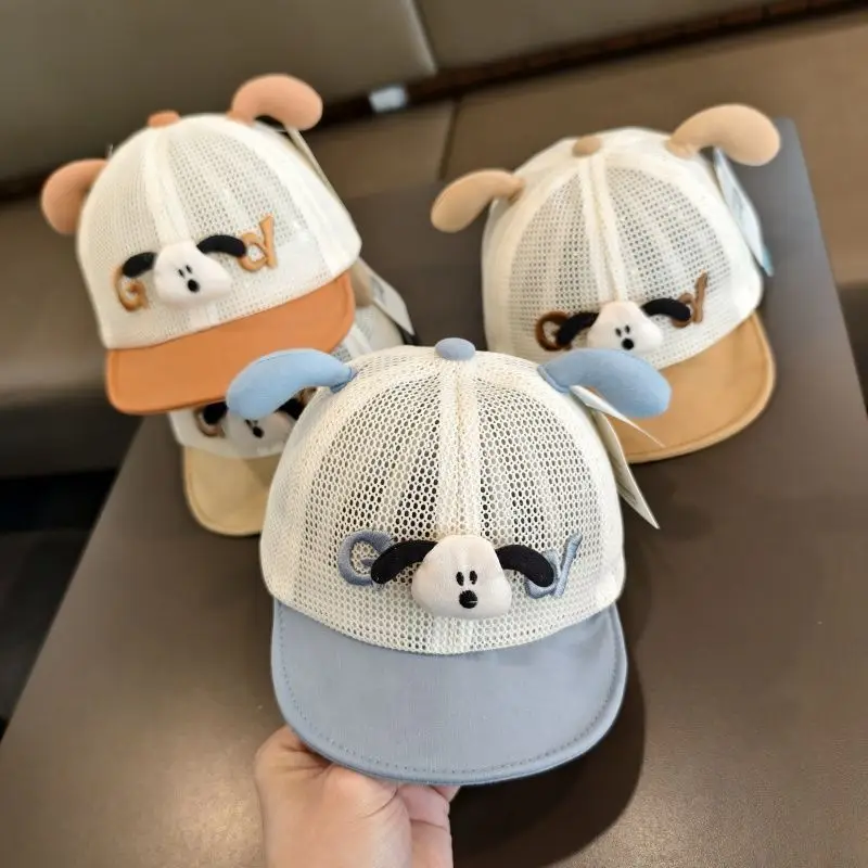 Cartoon Puppy Mesh Sun Hat for Kids Blue — feature 1
