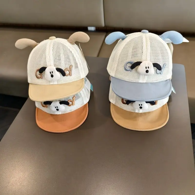 Cartoon Puppy Mesh Sun Hat for Kids Blue — feature 2