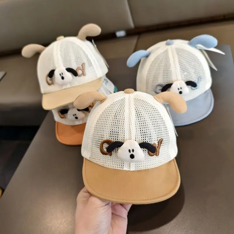 Cartoon Puppy Mesh Sun Hat for Kids Blue — feature 3