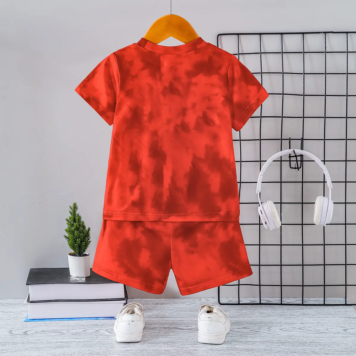 Kids Cartoon Print Red Shorts Set for Boys Baby - Image 3