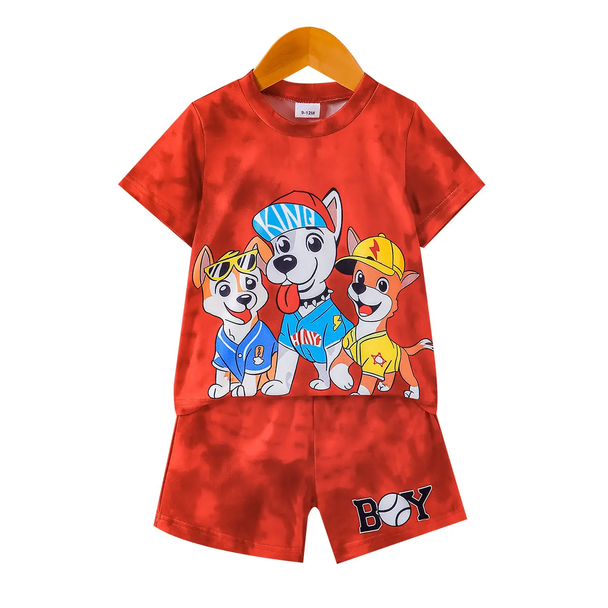 Kids Cartoon Print Red Shorts Set for Boys Baby - Image 6