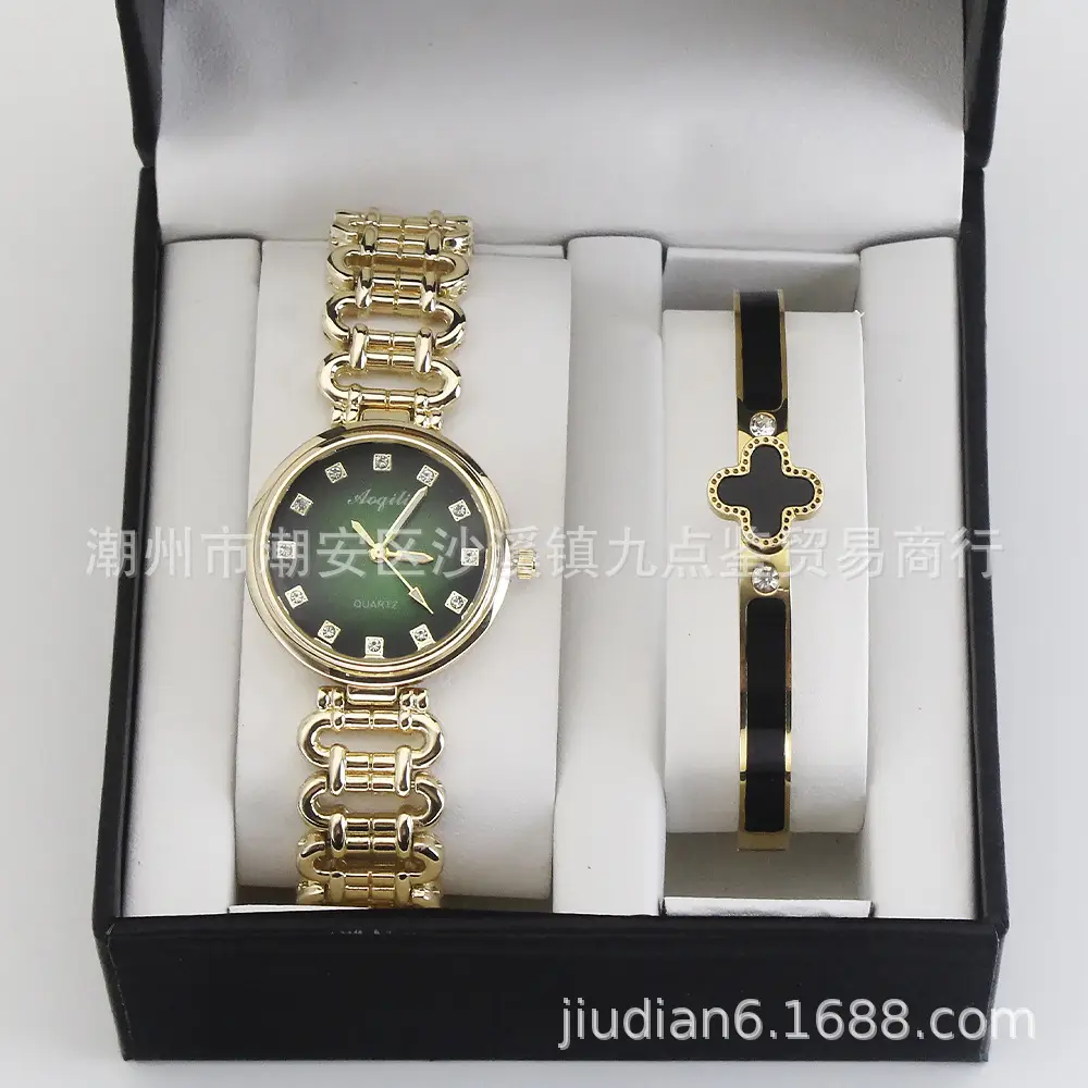 Gold Quartz Watch Set for Women Bracelet Wristwatch — feature 7