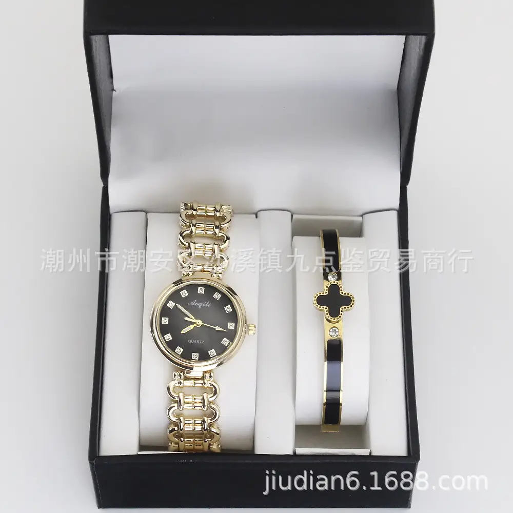 Gold Quartz Watch Set for Women Bracelet Wristwatch — feature 9