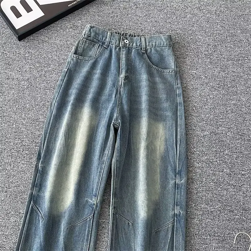 2025 Men's Dark Blue Washed Jeans Straight Casual Pants — feature 3